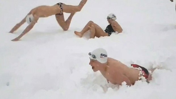 swimming snow