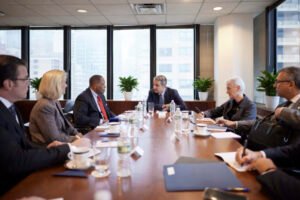 Συνάντηση Μητσοτάκη με τον αντιπρόεδρο της Exxon Mobil και τον πρόεδρο της Lockheed Martin