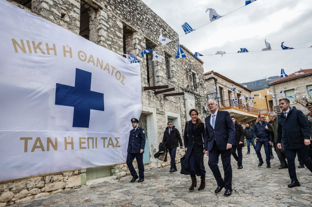 Ο Πρόεδρος της Δημοκρατίας, Κωνσταντίνος Τασούλας, στην Αρεόπολη για τον εορτασμό της 205ης επετείου από την έναρξη της Επανάστασης