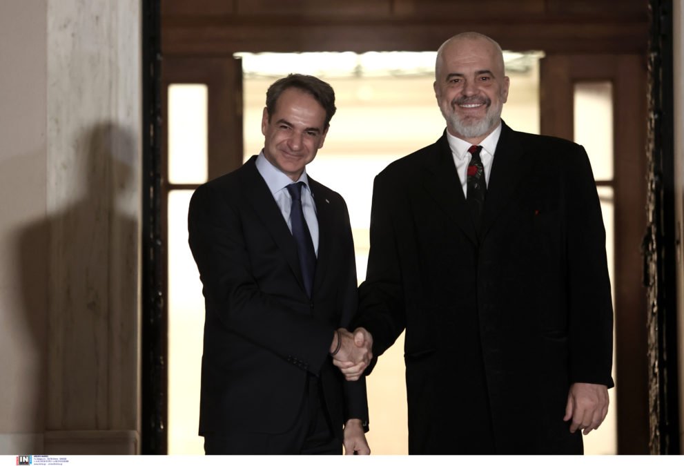 Συνάντηση του Κυριάκου Μητσοτάκη με τον Πρωθυπουργό της Αλβανίας, Έντι Ράμα, στο Μέγαρο Μαξίμου